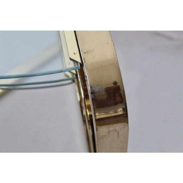 1980s Fan Nesting Table by Design Institute of America Three Tier Brass Flat Bar Glass Expandable For Sale - Image 9 of 12