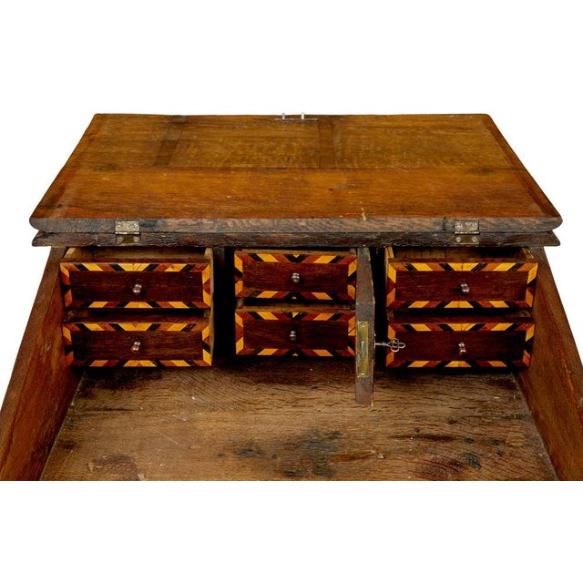 19th Century Dutch Inlaid Oak Writing Slope, 1800 For Sale - Image 9 of 11