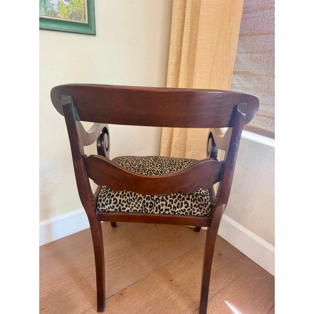 Early 20th Century Early 20th Century Neoclassical Style Mahogany Armchair With Leopard Velvet Seat For Sale - Image 5 of 8