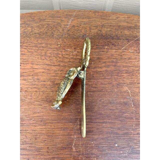 Brass Mid-Century English Cast Brass Owl Door Knocker For Sale - Image 8 of 9