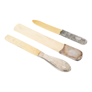 Antique Silver and Bone English Page Turners—A Set of Three