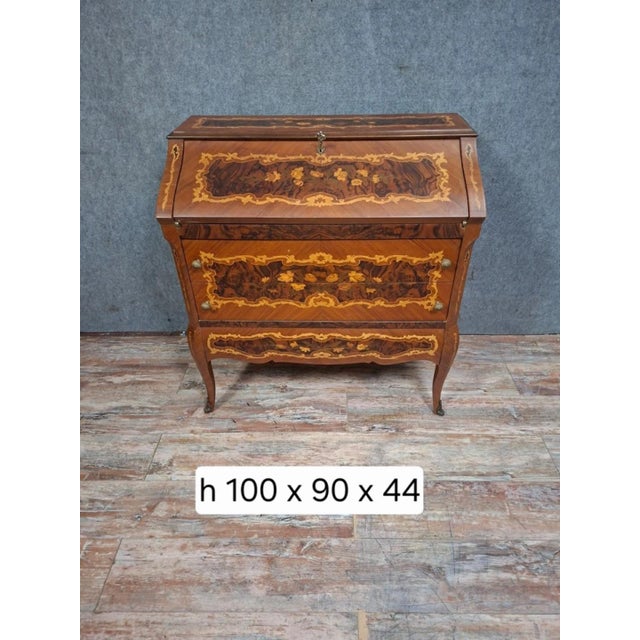 Antique Louis XV Venetian Marquetry Slant-Front Desk Secretary For Sale - Image 13 of 14