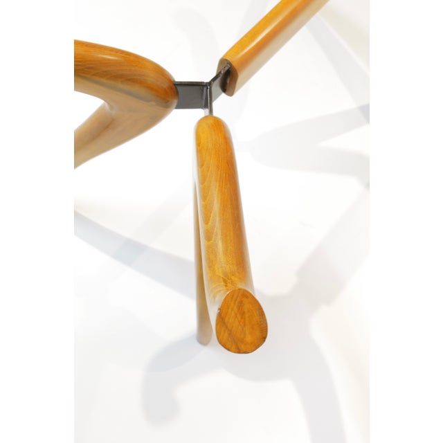 Sculptural Mid-Century Modern Glass-Top Dining Table with Curved Wood Base For Sale - Image 17 of 18