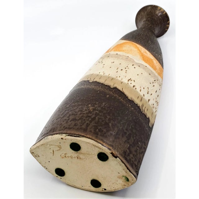 Vintage 1970s Organic Mid-Century Modern Studio Art Pottery Ceramic Vase, Signed For Sale - Image 9 of 13