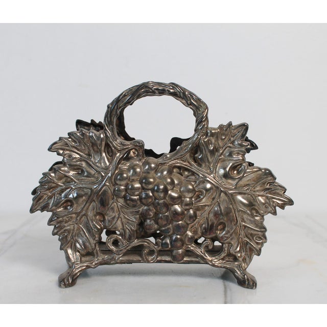 Art Nouveau Vintage 1994 Godinger Silver Plated Grapevine Napkin Holder For Sale - Image 3 of 10