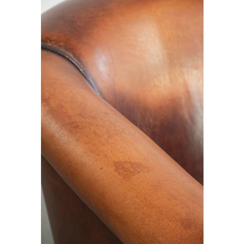 Vintage Sheepskin Club Armchair with Black Piping For Sale - Image 11 of 16