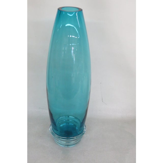 Marquis by Waterford Crystal Blue 16 Inches Mid Century Tall Vase For Sale - Image 12 of 12