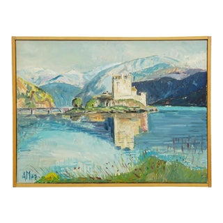Eilean Donan Castle, Scotland, 1977 – Oil Painting by Alexander Michael For Sale