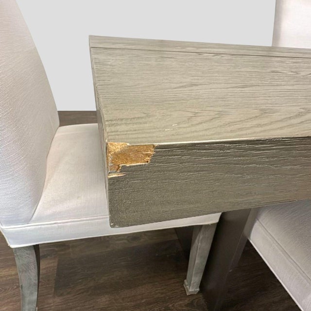 2010s Restoration Hardware 7-Piece Dining Set With Modern Wood Table and White Chairs For Sale - Image 5 of 5