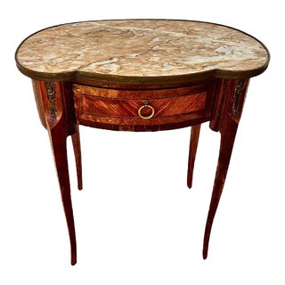 1900s French Louis XV Style Marble Topped Au Rognon Table For Sale