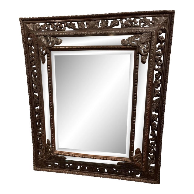 English Horizontal or Vertical Oak Mirror, 19th Century For Sale