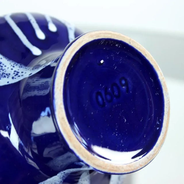 Mid-Century Blue Ceramic Vase, Former Czechoslovakia, 1960s For Sale - Image 6 of 10
