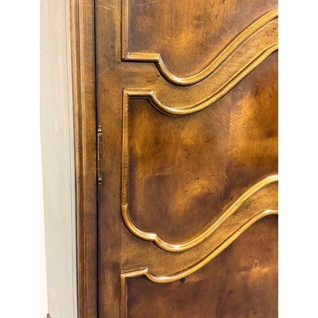 Brown Henredon Villandry Collection Burled Walnut Bombe French Armoire For Sale - Image 8 of 12