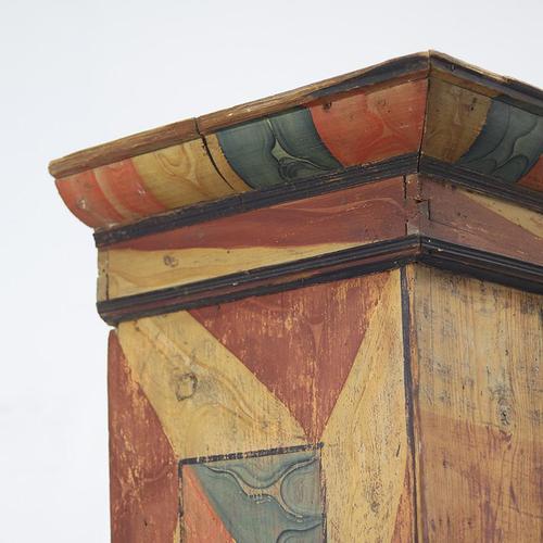 Rustic Farmhouse Folk Art Painted Bridal Cabinet For Sale - Image 12 of 18