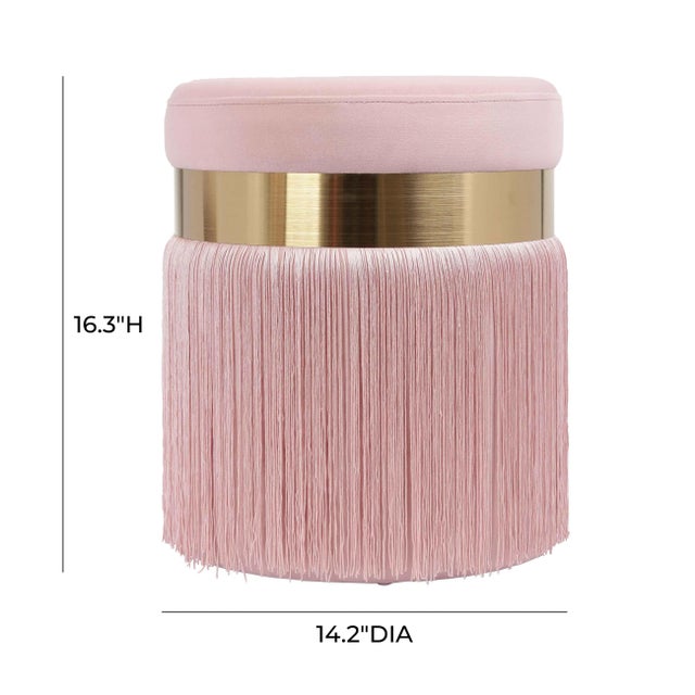 Melody Blush Tasseled Ottoman For Sale - Image 4 of 7