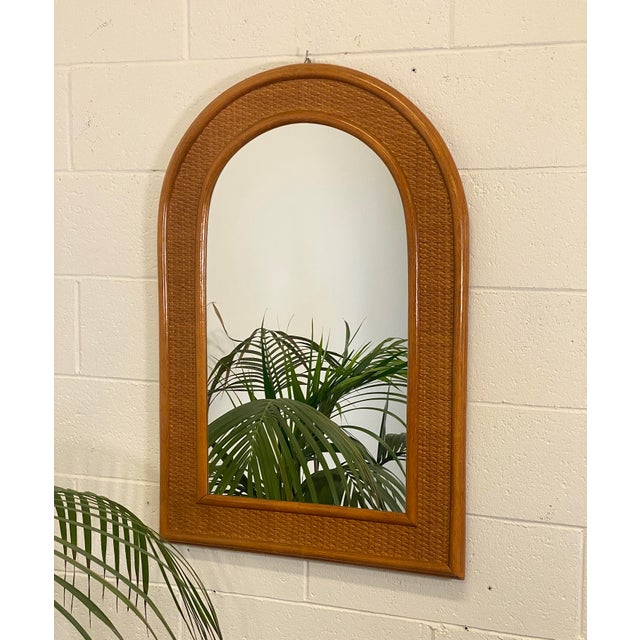 Wood Bamboo & Wicker Mirror, 1970s For Sale - Image 7 of 7