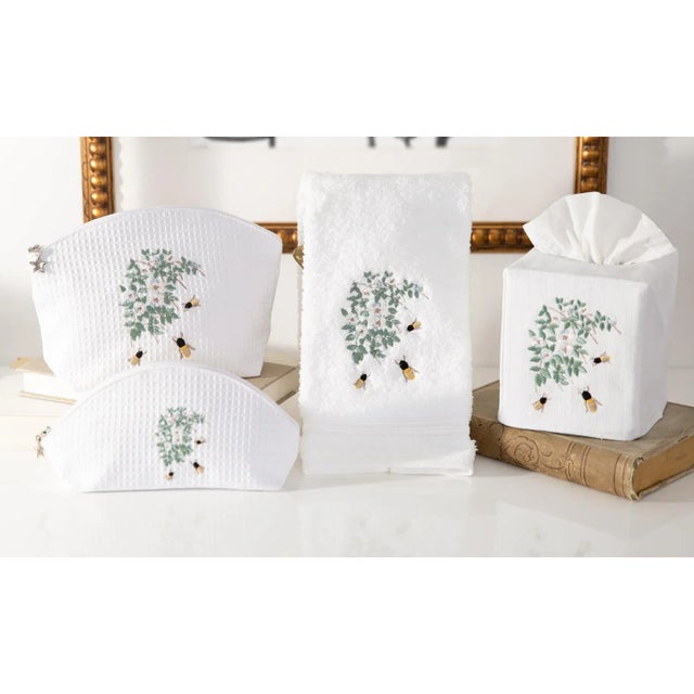 Honey Bees Terry Guest Towel, Embroidered For Sale - Image 4 of 6