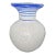 VTG Pier One Art Glass Vase White Confetti Applied Blue Striping For Sale