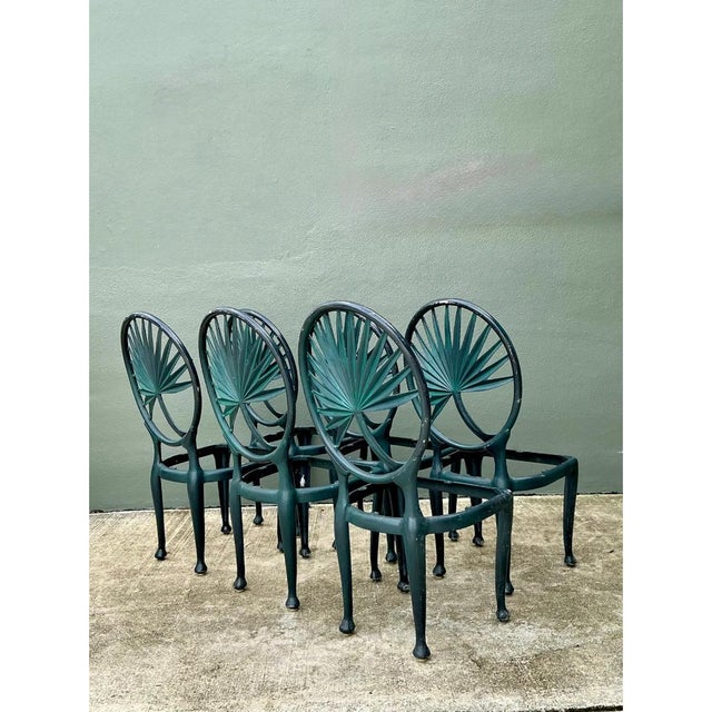Vintage Palm Frond Outdoor Dining Chairs - Set of 6 For Sale In West Palm - Image 6 of 12