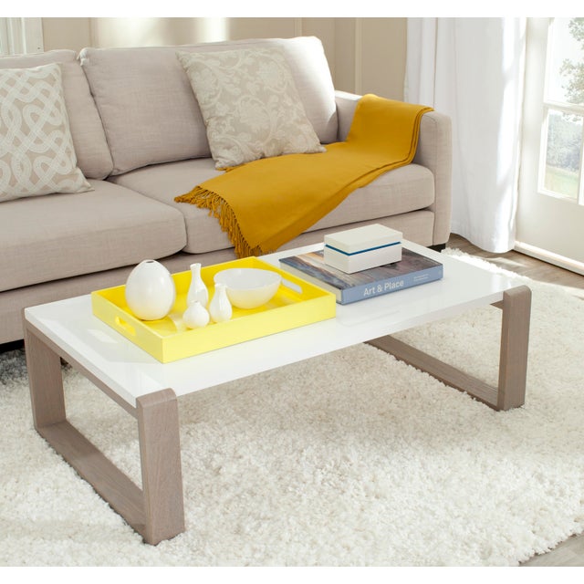 Mid Scandinavian Lacquer Coffee Table in White & Grey For Sale - Image 4 of 5