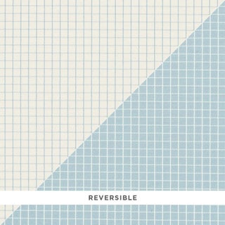 Schumacher X Mark D. Sikes Georgie Reversible Check Fabric In China Blue For Sale