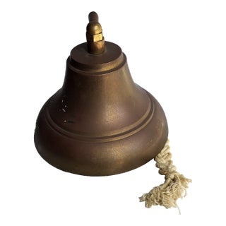 Vintage Brass Ship Bell With Rope Handle For Sale