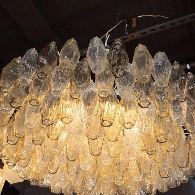 Metal Modernist Polyhedral Chandelier in Topaz, Citrine & Clear Handblown Murano Glass For Sale - Image 7 of 9