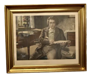 Portrait of Beethoven, 19th Century, Print, Framed