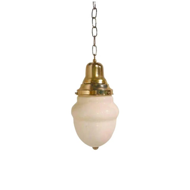 Metal 1930’s Small Opaline Glass Lantern For Sale - Image 7 of 7