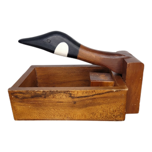 Vintage Hand-Carved Philippine Mahogany Goose Nutcracker & Serving Box