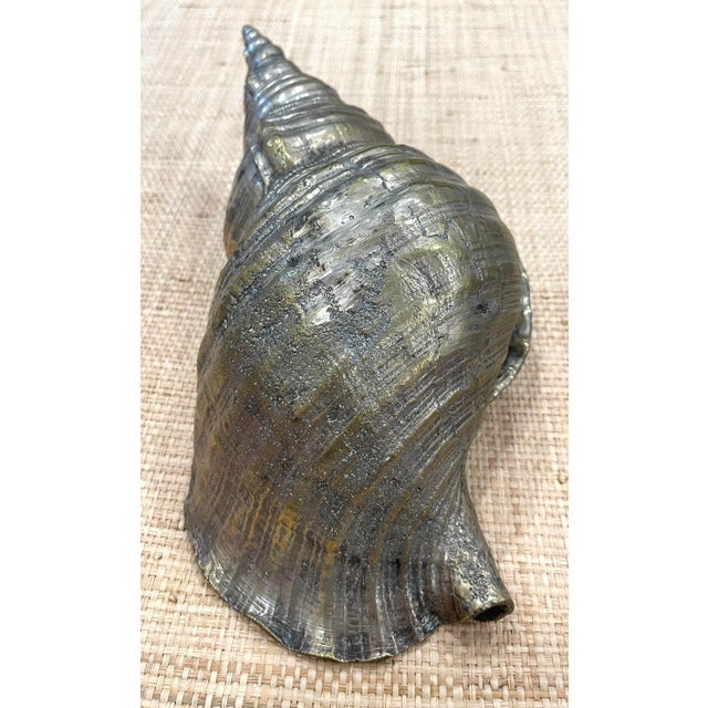 Vintage Large Brass Shell Planter/Objet For Sale - Image 11 of 12