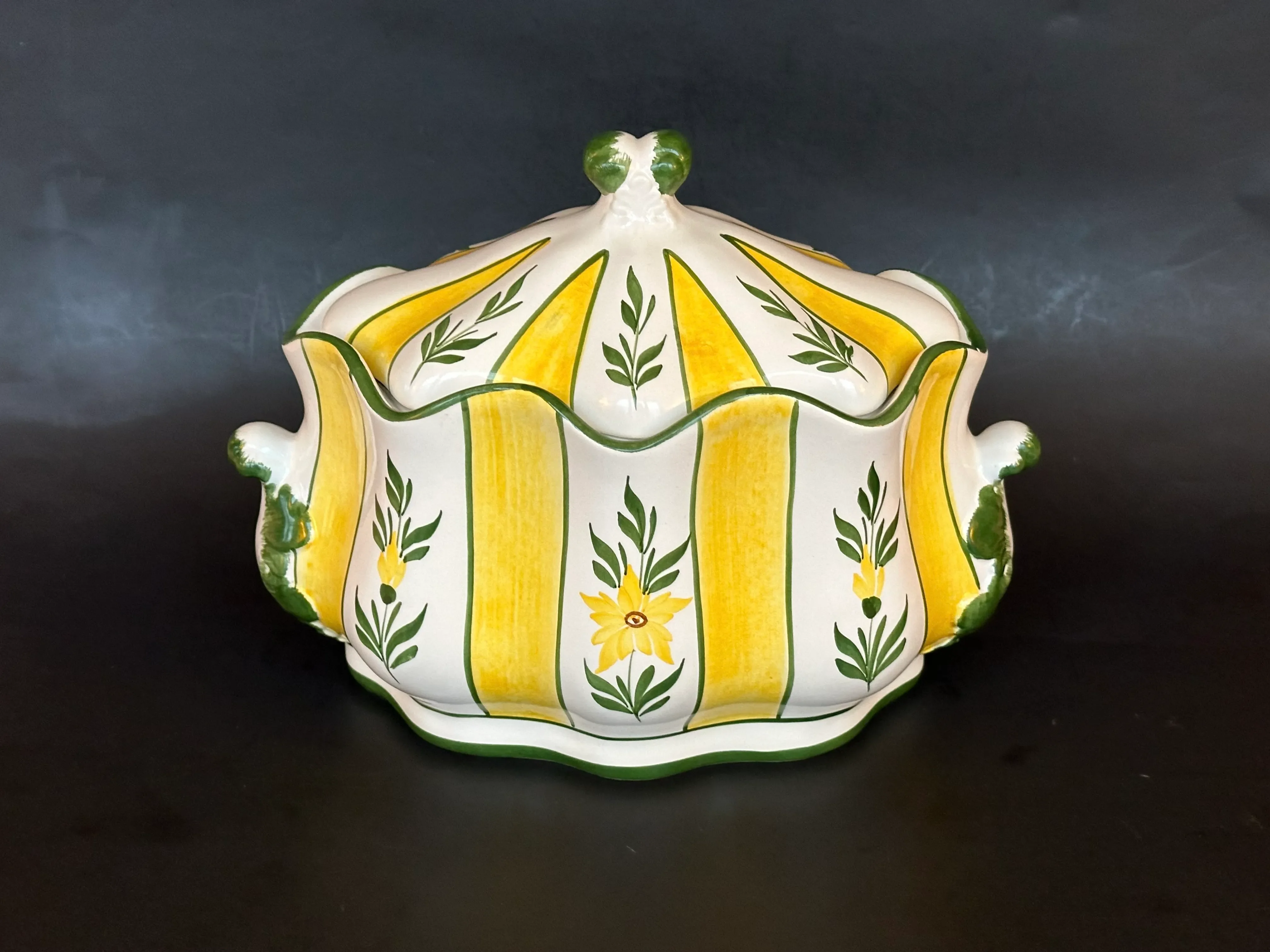 Zanolli Hand Painted Italian Pottery Covered Serving Dish Tureen
