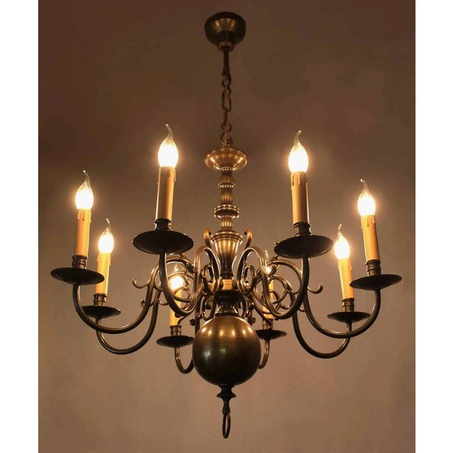 Dutch Bronze Chandelier from Reservé A.kK For Sale - Image 4 of 5