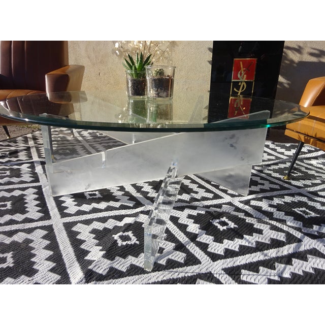Glass Coffee Table with Acrylic Glass Base For Sale - Image 5 of 12