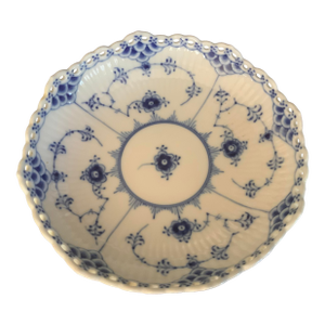 1960s Royal Copenhagen Blue Fluted Full Lace Footed Bowl 1023