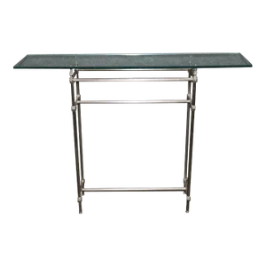 Finest Quality French Directoire Steel and Glass Shallow Depth Console Table