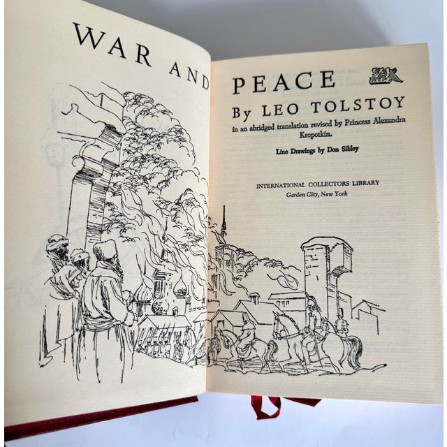 Vintage International Collectors Library Tolstoy Book Set – Anna Karenina & War and Peace in Red Leather For Sale In Los Angeles - Image 6 of 12