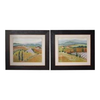 Early 21st Century Kris Taylor Diptych Italian Landscape Prints - Tuscany Afternoon I & Afternoon II For Sale