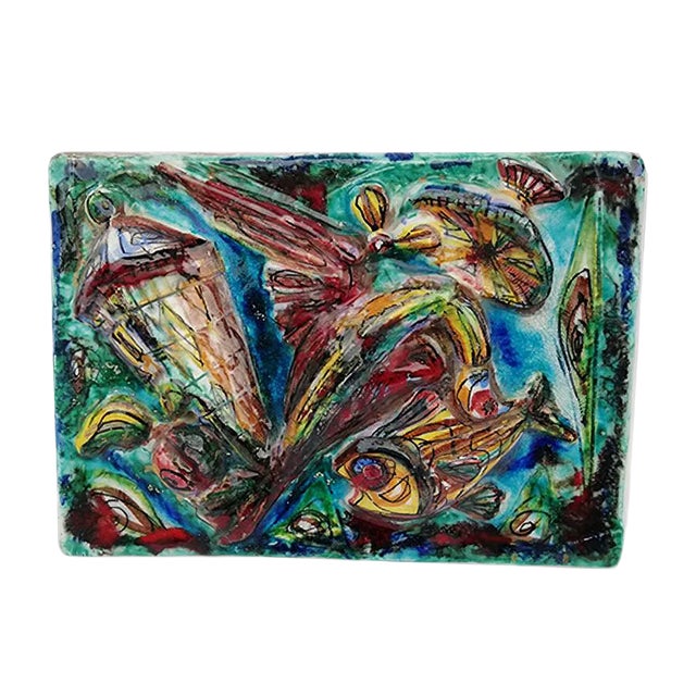 Vintage Ceramic Marine Wall Panel from Sam Repubblica di san Marino For Sale