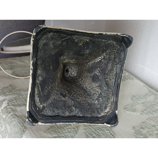 Metal Vintage 1920's Shaving Stand of Cast Iron With Cup and Bakelite Brush and Beveled Glass Swing Mirror For Sale - Image 7 of 8
