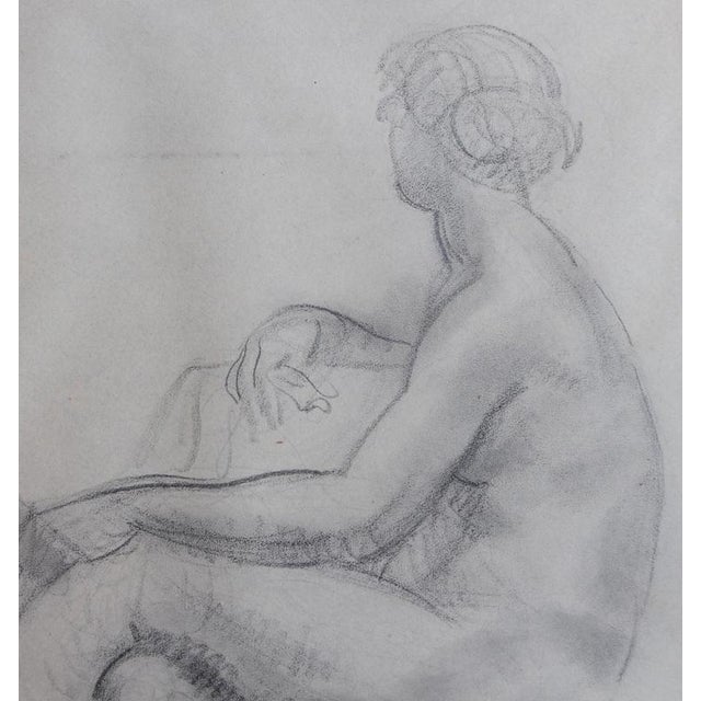 Guillaume Dulac, Portrait of Seated Nude, 1920s, Pencil on Paper For Sale - Image 4 of 9