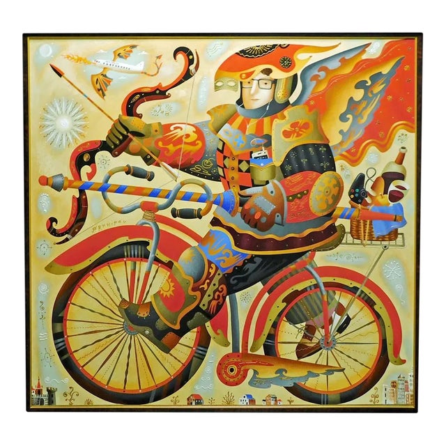 Anton Arkhipov "The Hero" Hand Signed Painting on Canvas With Custom Framed H.Signed For Sale