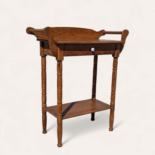 Antique Oak Washstand With Drawer, Shelf and Towel Rail, 19th Century For Sale - Image 13 of 17