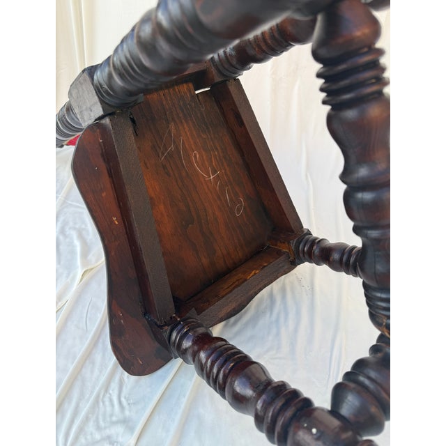 Antique Victorian Jacobean Revival High-Back Bobbin Turned Chair With Crimson Velvet For Sale - Image 13 of 13