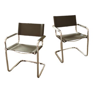 Set of Design Chairs with Leather and Chrome Frame, 1990s For Sale