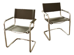 Set of Design Chairs with Leather and Chrome Frame, 1990s