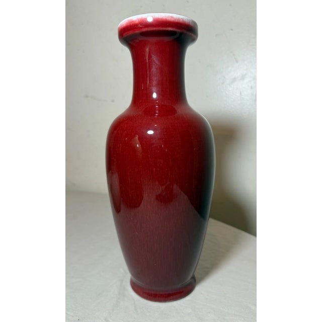 Chinese Vintage Jingdezhen Handmade Sang De Boeuf Chinese Red Oxblood Pottery Vase For Sale - Image 3 of 10