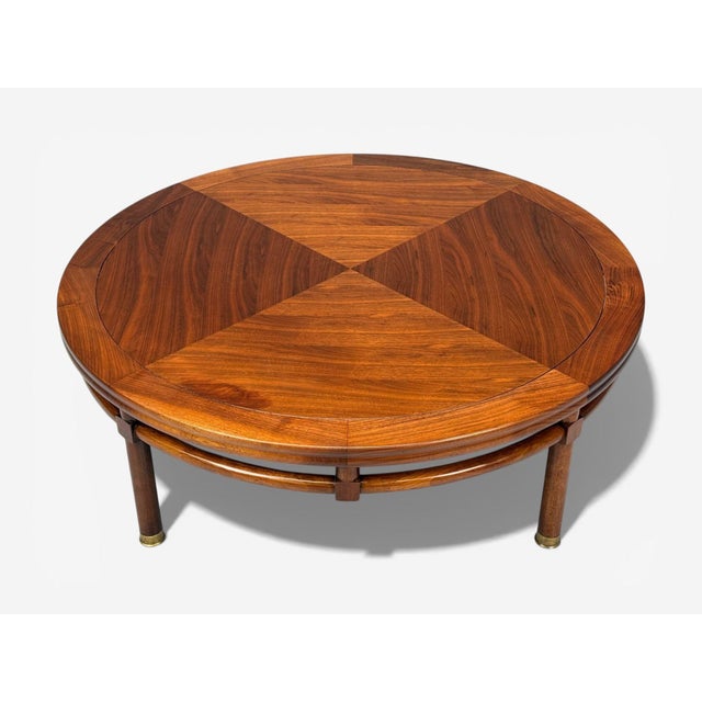 Brown t.h. Robsjohn-Gibbings, Round Coffee Table, Brass, Walnut, Usa, 1960s For Sale - Image 8 of 10