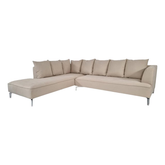 Annaba L-Shaped Sofa in Sumptuous Cream Cotton Fabric from Ligne Roset For Sale