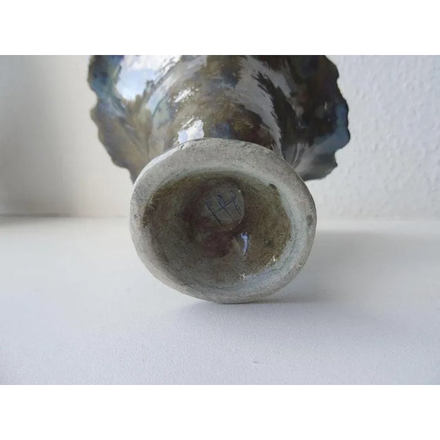 Blue Flower Vase in Stone Mass, 2010s For Sale - Image 3 of 4